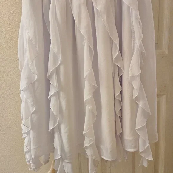 Sleeveless boho Bridal Spring white smocked drop waist bodice ruffle skirt 2X - Picture 9 of 13